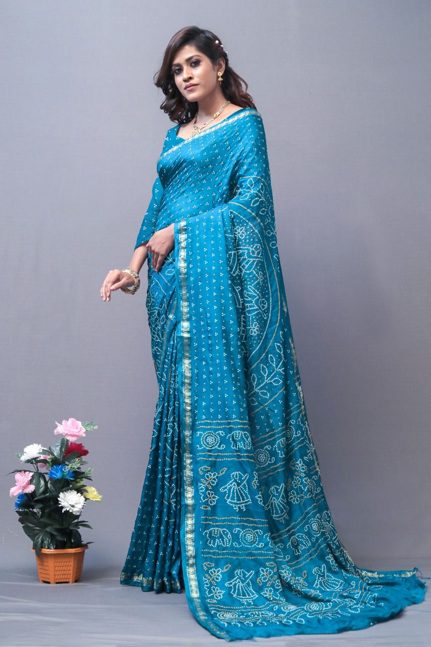 Sudarshan Block Bandhej Most Demanded Wholesale Printed Saree Catalog

